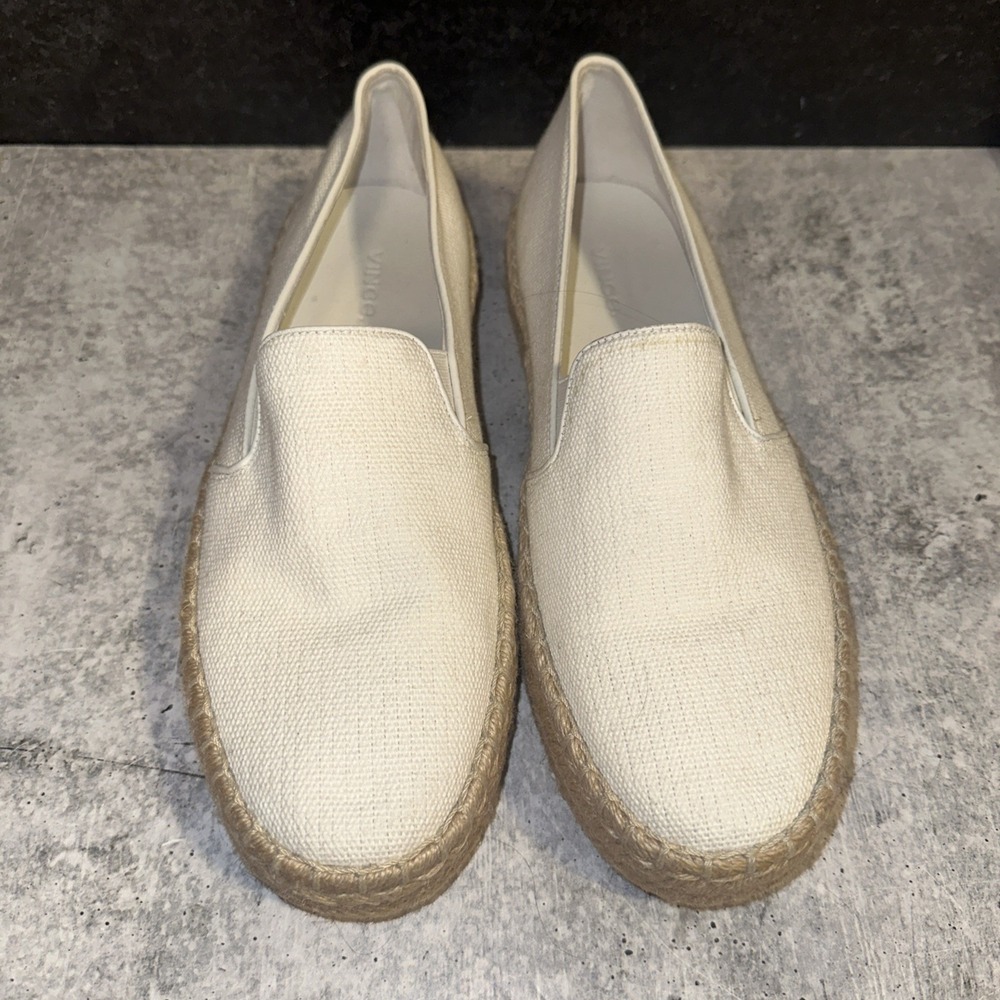 Vince  Wilden Leather Espadrille Platform Sneakers White Size 9.5  (39.5)